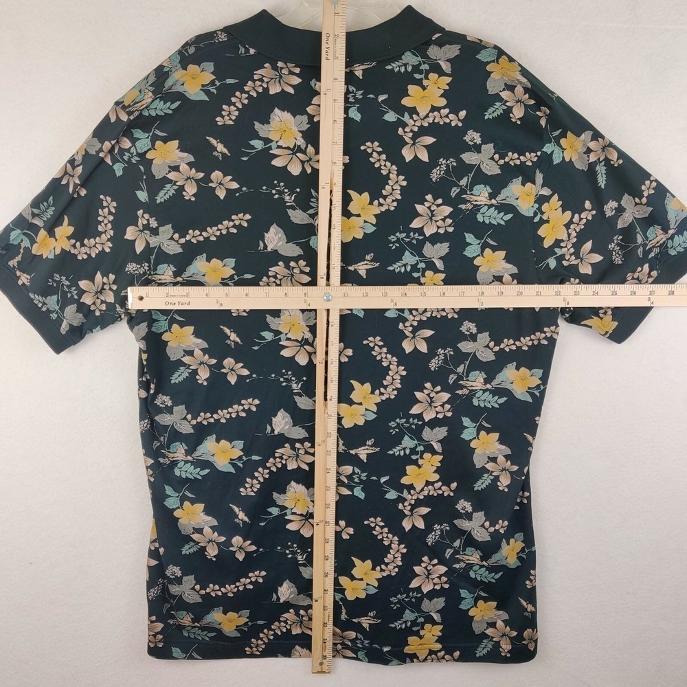 Izod Mens Large Black Floral Polo Golf Rugby Casual Shirt - Picture 9 of 11